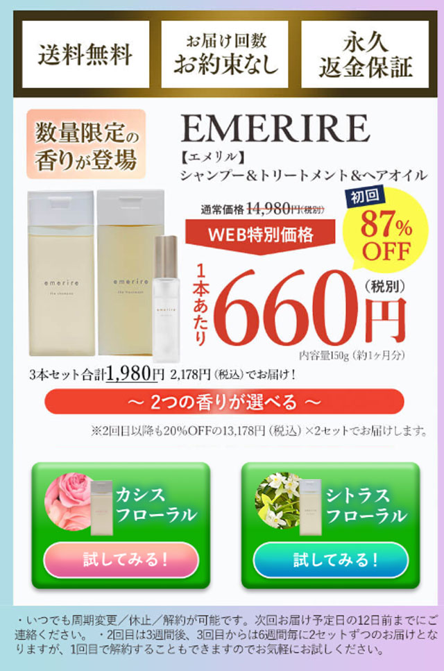 エメリルシャンプー定期購入初回割引